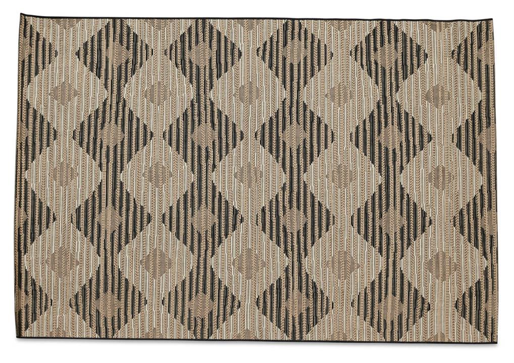 Layla Diamond Jute Polypropylene Rug - Black/Jute - 120x170cm