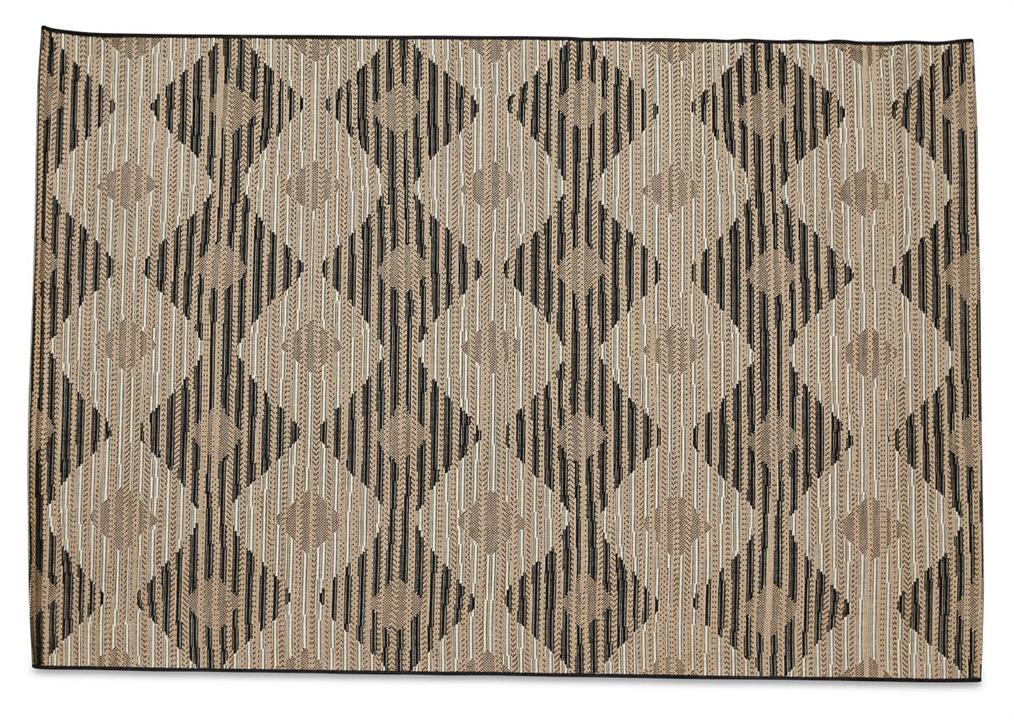 Layla Diamond Jute Polypropylene Rug - Black/Jute - 240x330cm