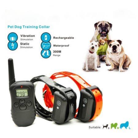 LCD Pet Dog Training Collar Anti Bark Control for 2 dogs 300M Remote Control
