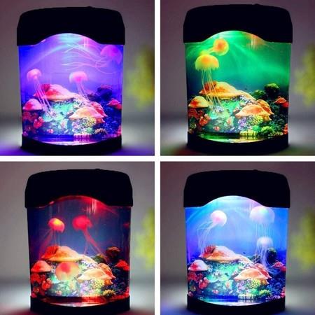 LED Jellyfish Lava Lamp, USB Jellyfish Lamp Electric Aquarium Tank Mood Night Light with Color-Changing for Home Bedroom Background Decoration