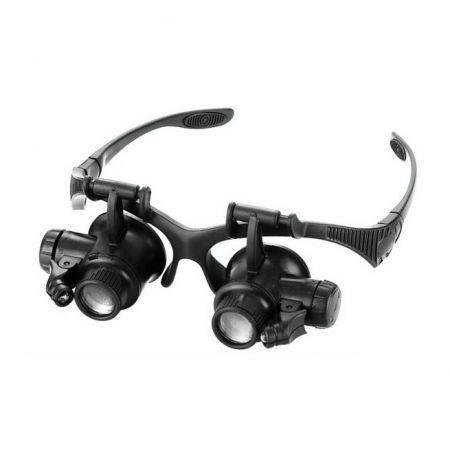 LED Magnifier Double Eye Glasses Loupe Lens Jeweler Watch Repair