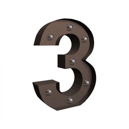 LED Metal Number Lights Free Standing Hanging Marquee Event Party D?cor Number 3