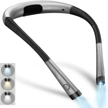 LED Neck Reading Light, Book Light for Reading in Bed, 3 Colors, 6 Brightness Levels, Bendable Arms, Rechargeable, Long Lasting, Perfect for Reading, Knitting, Camping,