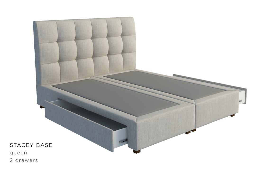 Leeds custom upholstered bed with choice of storage base