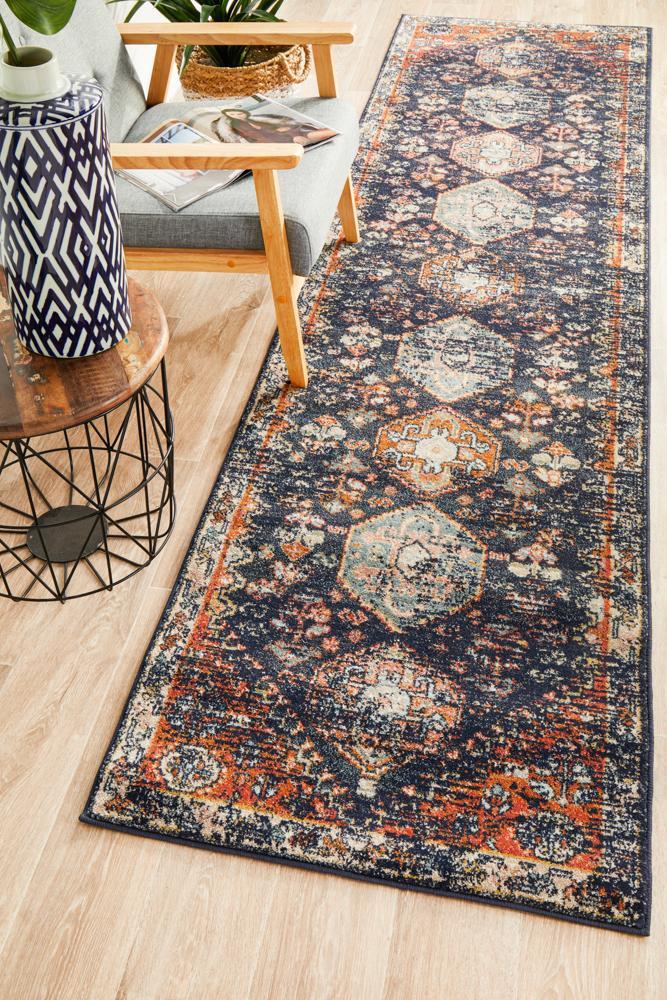 Legacy 854 Navy Runner Rug 400X80CM