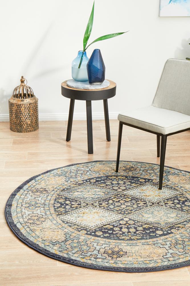 Legacy 857 Navy Round Rug 240X240CM