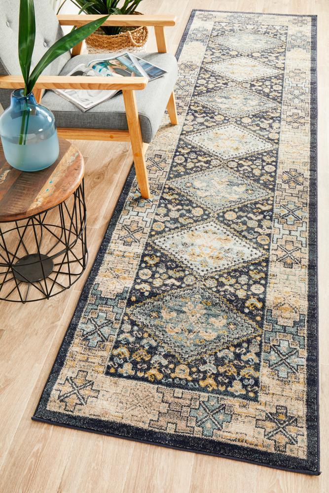 Legacy 857 Navy Runner Rug 400X80CM