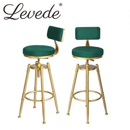 Levede 1x Bar Stools Kitchen Stool Chair Swivel Barstools Velvet Padded Seat