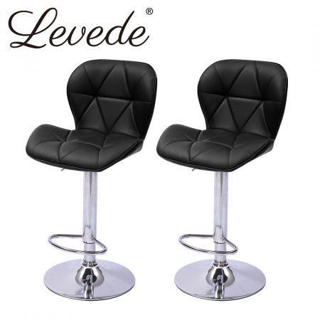 Levede 2x Bar Stools Kitchen Barstools PU Leather Chairs Gas Lift Swivel Black