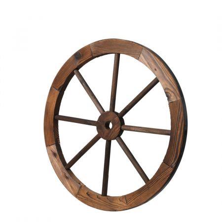 Levede Outdoor Ornaments Large Wooden Wagon Wheel Rustic Garden Decor Indoor