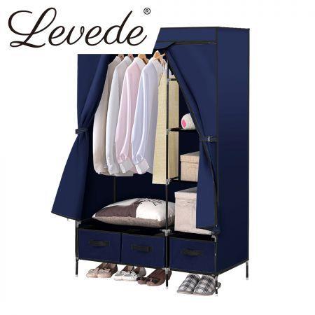 Levede Portable Wardrobe Organiser Clothes Closet Storage Cabinet Navy Blue