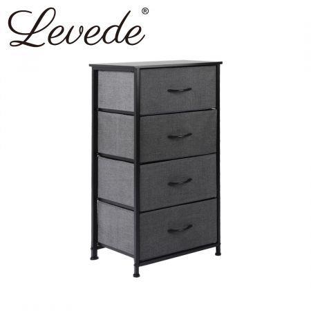 Levede Storage Cabinet Tower Chest of Drawers Dresser Tallboy 4 Drawer Dark Grey