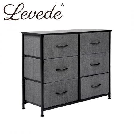 Levede Storage Cabinet Tower Chest of Drawers Dresser Tallboy 6 Drawer Dark Grey