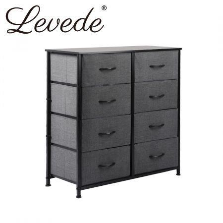 Levede Storage Cabinet Tower Chest of Drawers Dresser Tallboy 8 Drawer Dark Grey