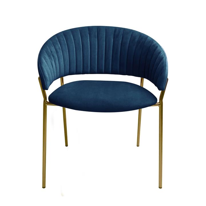 Lex Dining Chair in Blue Velvet and Gold Legs