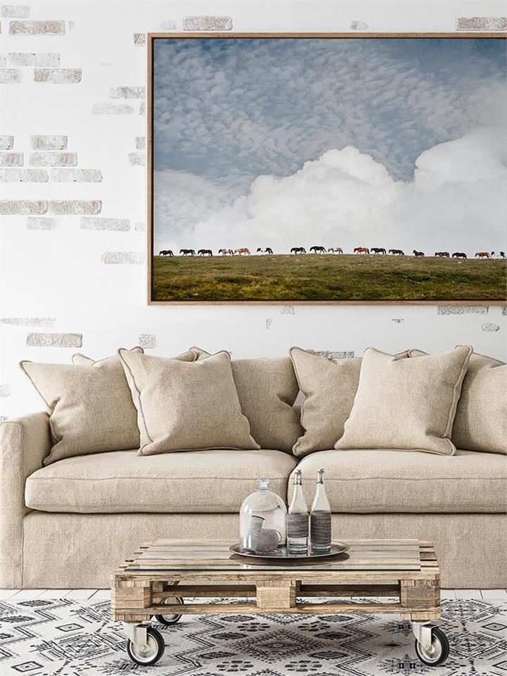 Line Dance - Oak Box Frame Canvas - 90x120 - Landscape