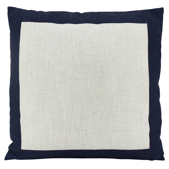 Linen Border Navy 50x50cm