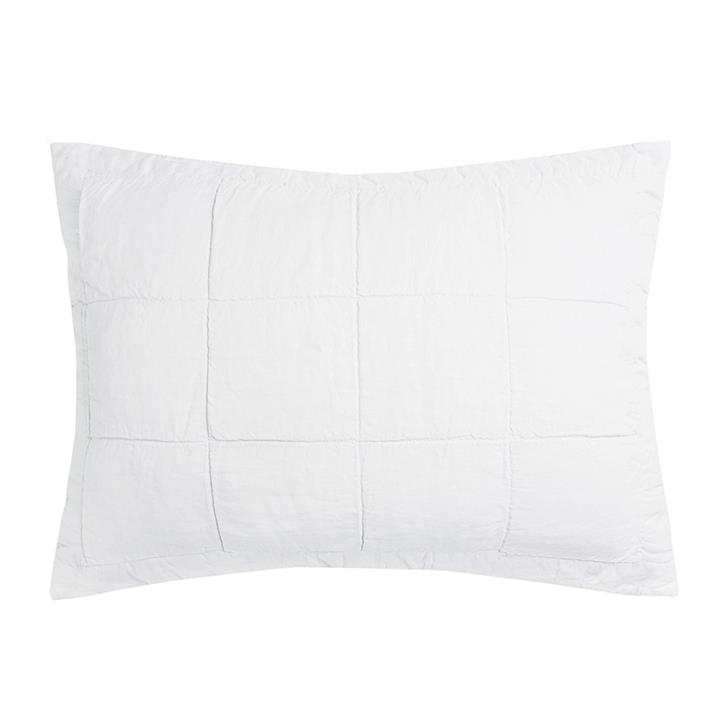 Linen Quilted Pillow Sham Ivory