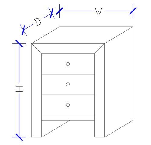 Linette custom 3 drawer timber bedside table