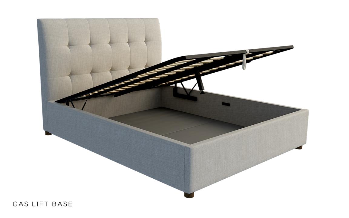 Livingston custom upholstered bed with choice of storage base