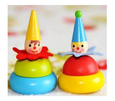 Lovely goki Clown Spinning Gasing Woodiness Gyroscope Baby Toys Kids Toys