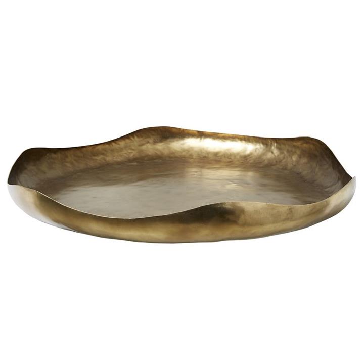 Lrg Round Tray In Antique Brass