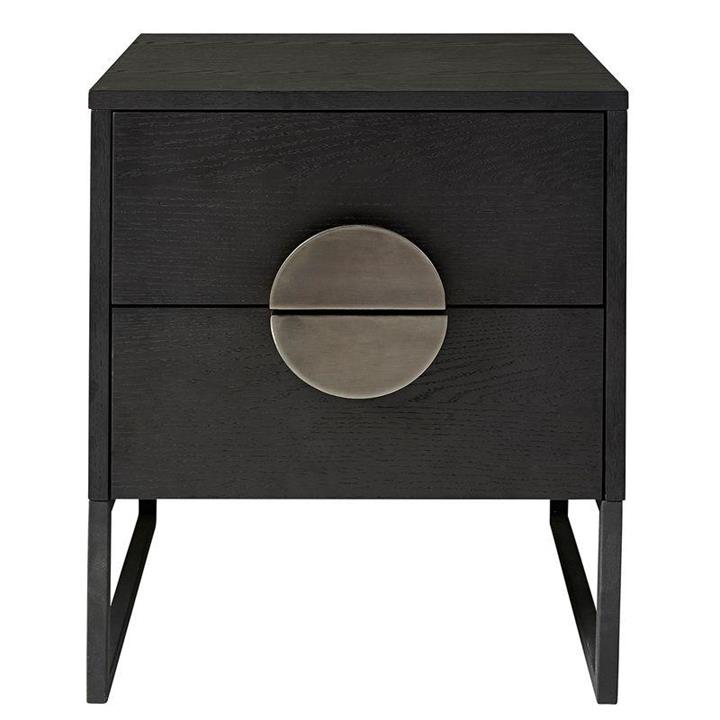 Luna Ii 2Drawer Black Bedside - Pewter