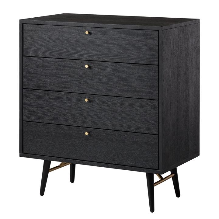 Lux 4 Drawer Melamine Wood Chest of Drawers with Metal Legs