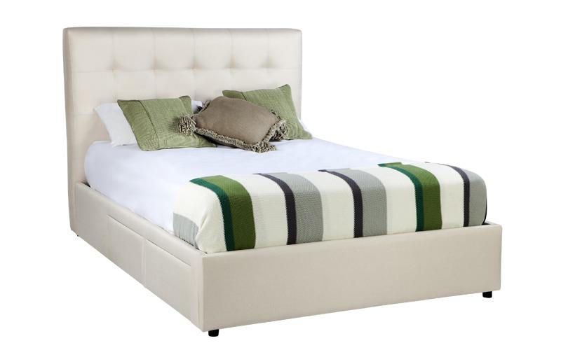 Luxemburg custom upholstered bed head with choice of storage base