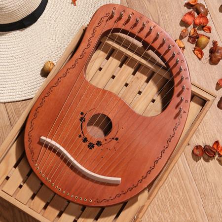 Lyre Harp,16 String Mahogany Lyre Instrument with Tuning Wrench, Replace String Set, for Music Lovers