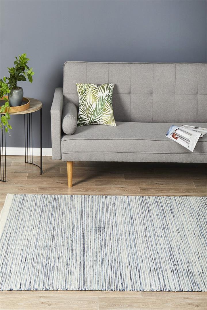 Madras Blue Flat weave Rug 225x155cm