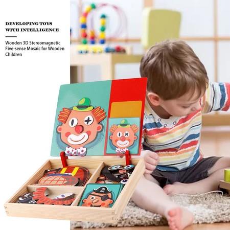 Magnetic Cognitive Pairing Wooden Puzzle Facial Features Toys