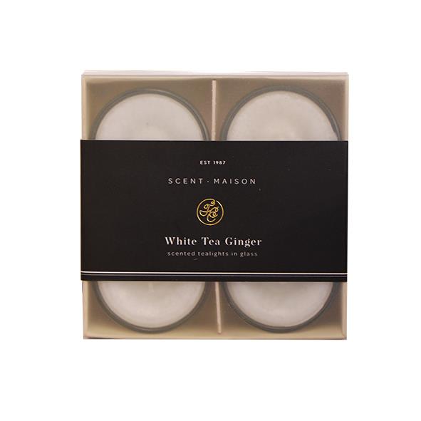 Maison SET 4 Glass Tealights White Tea Ginger