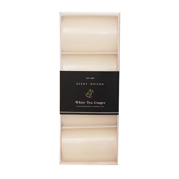 Maison SET 4 Pillar Candle White Tea Ginger 2x3