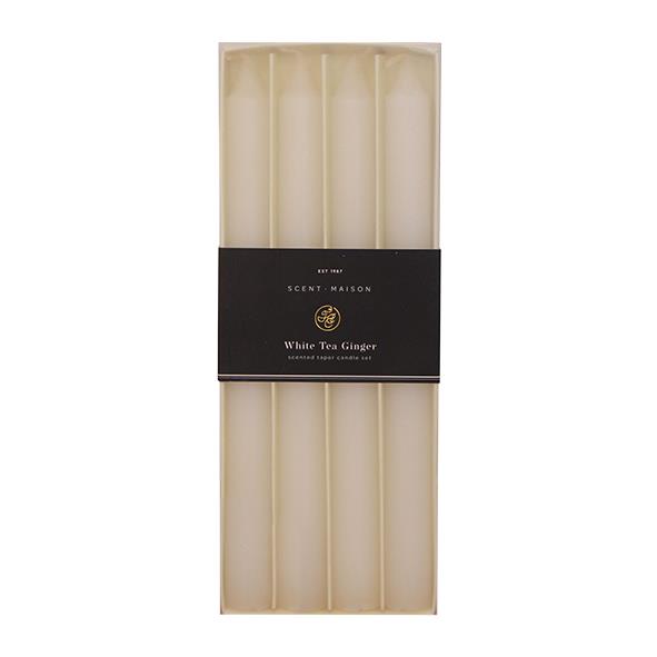 Maison SET 4 Taper Candle White Tea Ginger 10