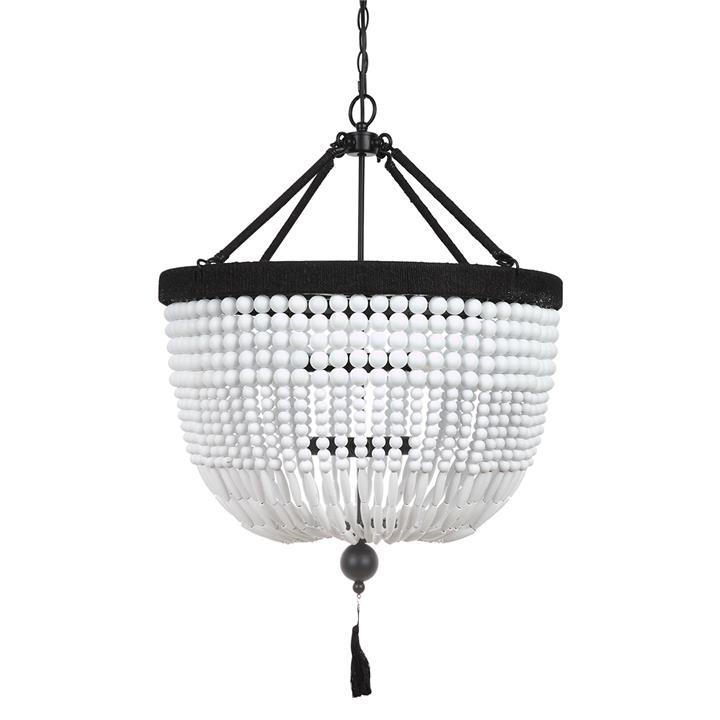 Malabar Beaded Pendant - Large White/Black