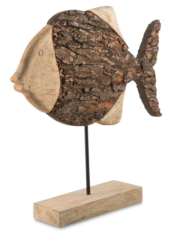 Mango Wood Round Fish Statue