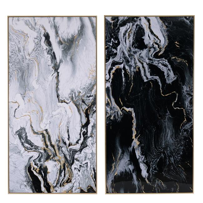 Marbled Print Wall Art Set of 2 Long