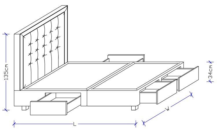 Mars-astor custom bed frame with choice of storage base