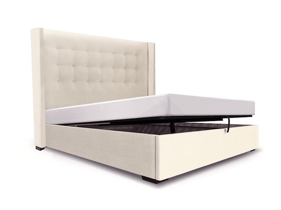 Matrix custom upholstered bed frame with choice of storage base