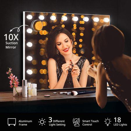 Maxkon 18 LED Makeup Mirror Hollywood Vanity Mirror Light Up Mirror with Adjustable Brightness