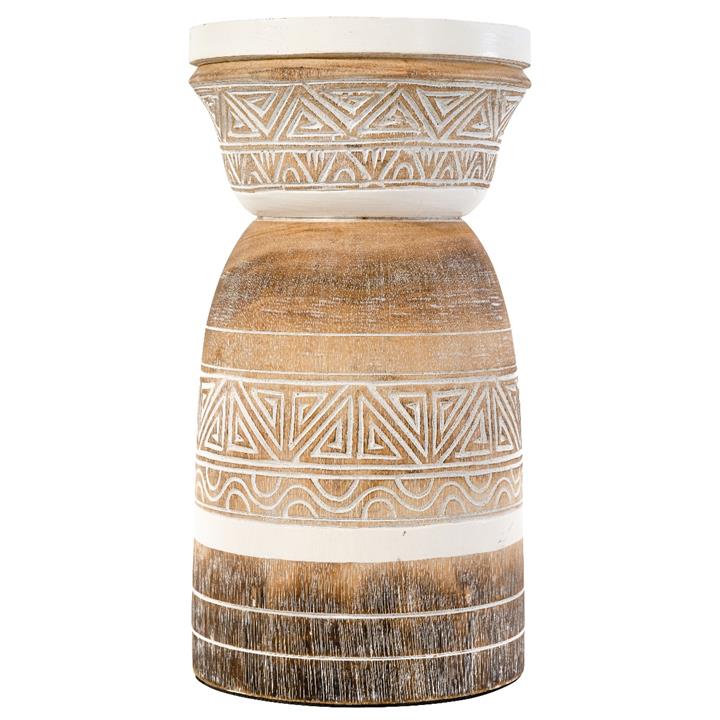 Maya Tribal Stripe Stool - Natural-White