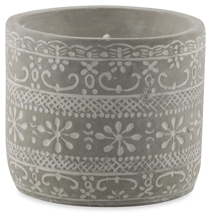 Mayan Cement Patterned Candle Pot