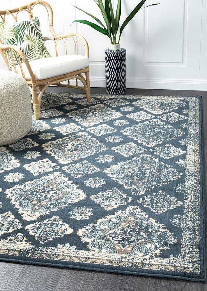 Mayfair Timeline Navy Rug 290X200cm