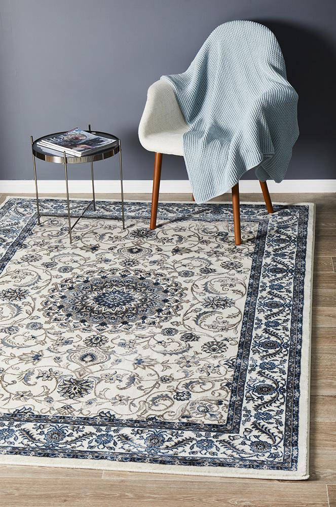 Medallion Rug White with White Border 400x300cm