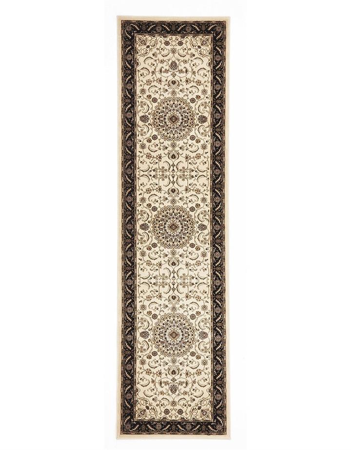 Medallion Runner Ivory with Black Border 300x80cm