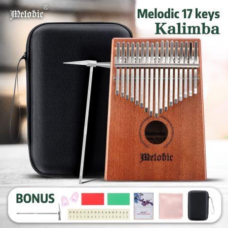 Melodic 17 Keys Kalimba Thumb Piano Instrument Mahogany Wood w/ Tuning Hammer