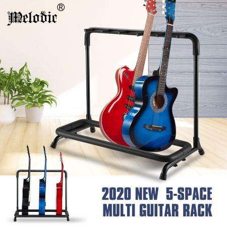 Melodic Multiple 5 Holder Guitar Stand Foldable Guitar Rack Black