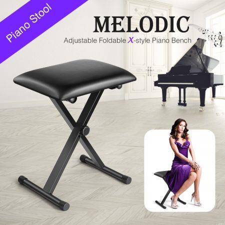 Melodic X Style Adjustable Padded Keyboard Bench Stool Folding Padded Piano Seat