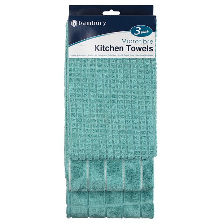 Microfibre 3pc Kitchen Towel Set Duck Egg